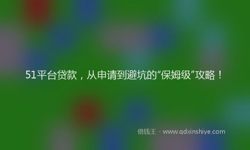 51平台贷款，从申请到避坑的“保姆级”攻略！