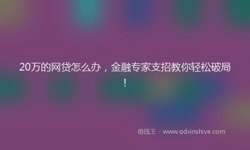 20万的网贷怎么办,金融专家支招教你轻松破局!