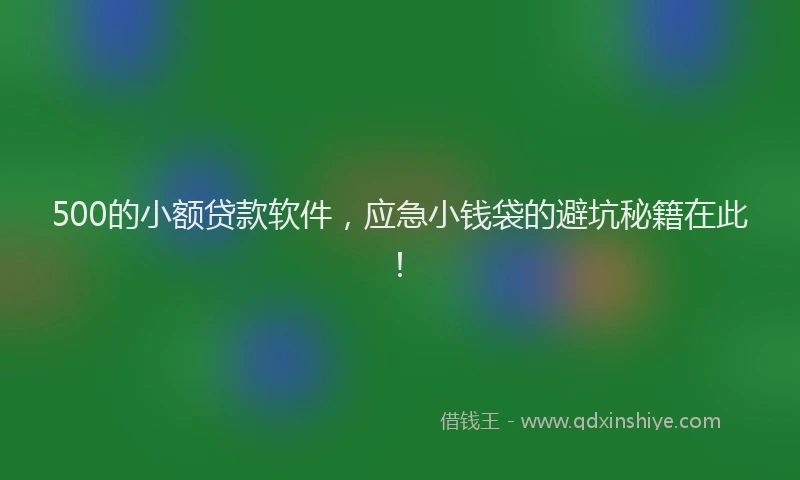 500的小额贷款软件，应急小钱袋的避坑秘籍在此！