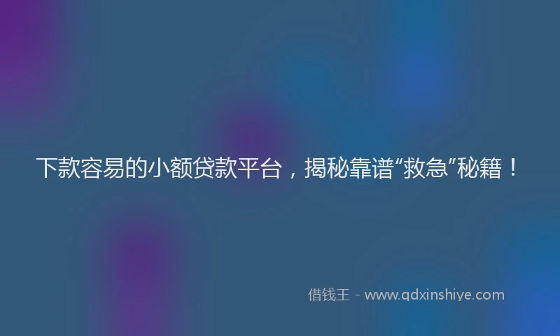下款容易的小额贷款平台，揭秘靠谱“救急”秘籍！