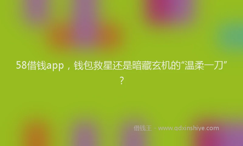 58借钱app,钱包救星还是暗藏玄机的“温柔一刀”?