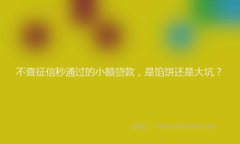 不查征信秒通过的小额贷款，是馅饼还是大坑？