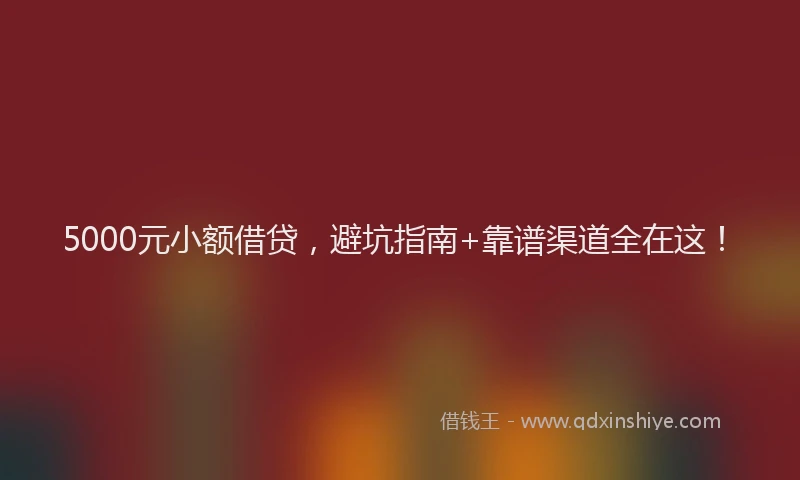 5000元小额借贷，避坑指南+靠谱渠道全在这！