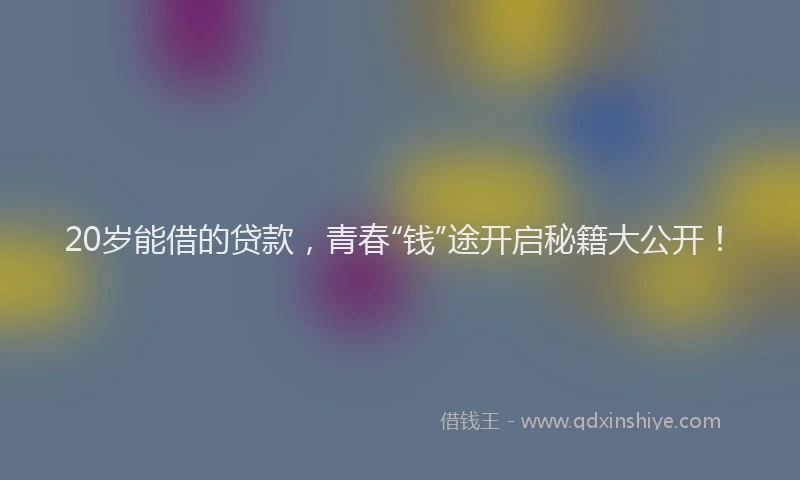 20岁能借的贷款，青春“钱”途开启秘籍大公开！