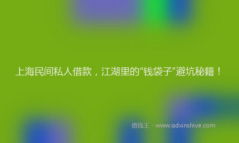 上海民间私人借款，江湖里的“钱袋子”避坑秘籍！