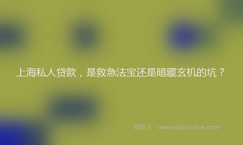 上海私人贷款，是救急法宝还是暗藏玄机的坑？