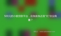 500元的小额贷款平台，应急救急还是“坑”你没商量？
