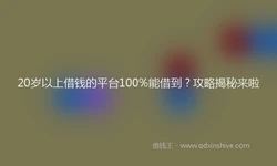 20岁以上借钱的平台100%能借到？攻略揭秘来啦