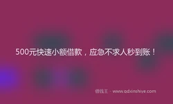 500元快速小额借款，应急不求人秒到账！