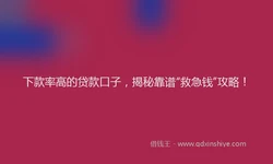 下款率高的贷款口子，揭秘靠谱“救急钱”攻略！