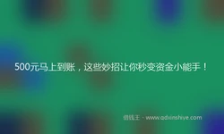 500元马上到账，这些妙招让你秒变资金小能手！