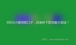 500元小额贷款口子，应急秒下款攻略大放送！