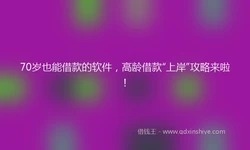 70岁也能借款的软件，高龄借款“上岸”攻略来啦！