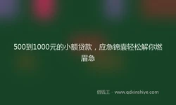 500到1000元的小额贷款，应急锦囊轻松解你燃眉急