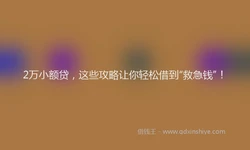 2万小额贷，这些攻略让你轻松借到“救急钱”！