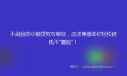 不刷脸的小额贷款有哪些，这些神器助你轻松借钱不“露脸”！