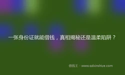 一张身份证就能借钱，真相揭秘还是温柔陷阱？