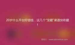 20岁什么平台好借钱，这几个“宝藏”渠道快收藏！