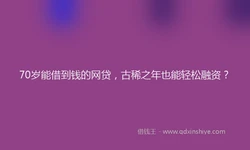 70岁能借到钱的网贷，古稀之年也能轻松融资？
