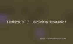 下款比较快的口子，揭秘资金“嗖”到账的秘诀！