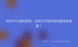 60岁可以借的网贷，这些口子助你轻松解资金难题！