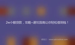 2w小额贷款，攻略+避坑指南让你轻松借到钱！