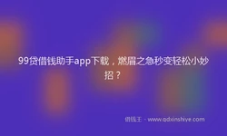 99贷借钱助手app下载，燃眉之急秒变轻松小妙招？