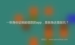 一张身份证就能借款的app，是救急还是踩坑？