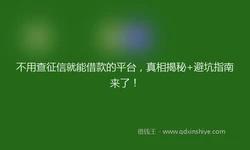不用查征信就能借款的平台，真相揭秘+避坑指南来了！